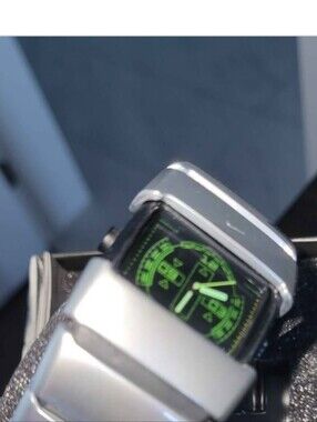 Nike Silver Watch with Green Dial